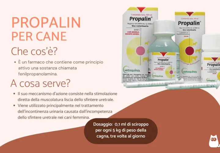 Propalin per cani, un farmaco per l'incontinenza urinaria. Utile per le femmine, con dosaggio specifico.